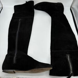 Valentino Garavani Womens Black Suede Over The Knee Flat Riding Boots EU 36.5